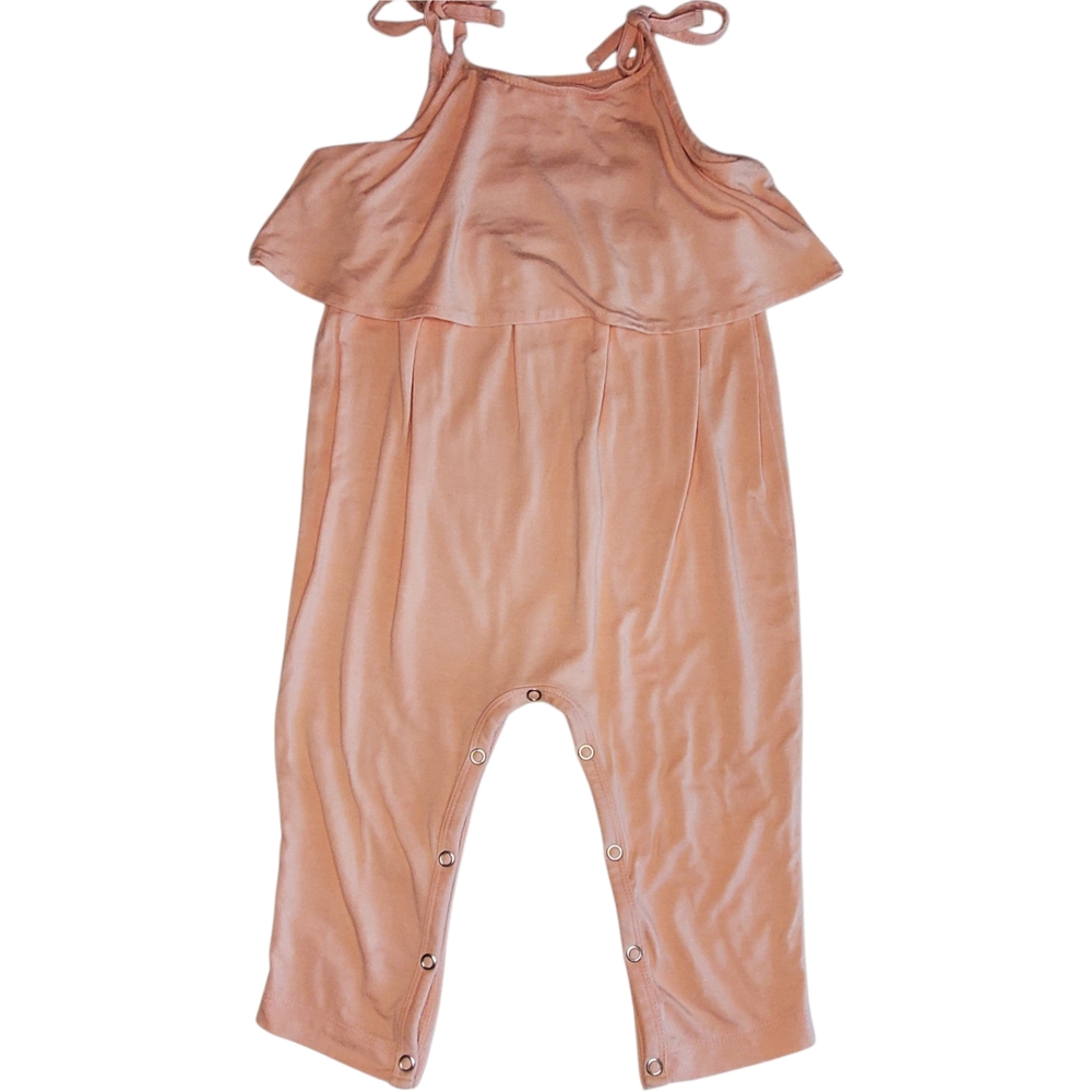 Kate Quinn Ruffle Tie Halter Jumpsuit Peach Baby Girls 12-18 Months